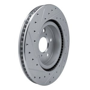 Lexus UX250h Brake Rotor (1) - Front Right - R1 Concepts - Drilled & Slotted - Silver - `18-`25